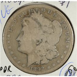 1892 CC MORGAN SILVER DOLLAR G-VG