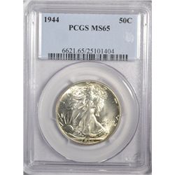 1944 WALKING LIBERTY HALF DOLLAR PCGS MS 65 GEM