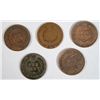 Image 2 : 5 INDIAN HEAD CENTS: 1873 AG DAMAGE, 1875 G, 1889 VG/F, 1891 VG/F, 1906 XF