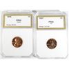 Image 1 : 2 PROOF LINCOLN CENTS 1956 PCI PR-69 CAMEO, 1957 PCI PR-69 RED