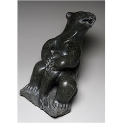 Bear and Seal Carving by Ningeosiak - Cape Dorset 1974  15" H. 16" W.  Good Condition