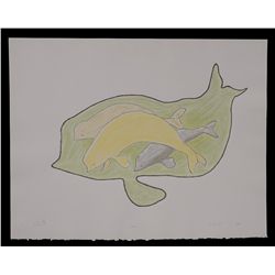 12 Inuit Prints "Whales" by Enook Manomie 1982  20"x 25"  Good Condition