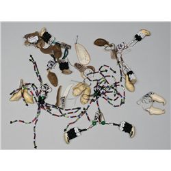 13 Pairs of Ivory Earrings, One Beaded, of Inuit Related Items  Good Condition NOT ALLOWED TO SHIP O