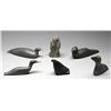 Image 1 : Six Bird Carvings by Various Sanikiluaq Artists Including Thomassie Kow Charlie 4 1/2" L. - 10" L.