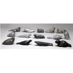 14 Bird And Seal Carvings From Various Artists and Communities Including Tatan Malik, Mina Emikotial