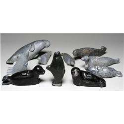 Ten Seal Carvings From Various Artists and Communities Including George Naghalik 6" L. - 10" L.  All