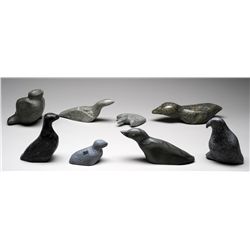 Eight Bird Carvings, Various Artists and Communities 1 1/2" L. - 11" L.  All Good Condition