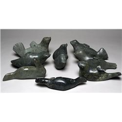 Eight Parnee Peter Seal Sculptures - Cape Dorset 5 1/2" L. - 9" L.  All in Good Condition
