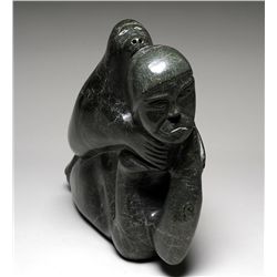 Sedna and Seal Sculpture - Artist Unknown - Cape Dorset 15" H. 16" W.  Good Condition