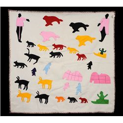 Applique Wall Hanging of an Arctic Scene by Liz Quilitoot - Eskimo Point 58"x 61"  Good Condition