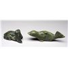 Image 1 : Two Seal Carvings by Parnee Peter - Cape Dorset 9" L. 3 3/4" W. and 5 1/2" L. 3 1/4" W.  Both in Goo