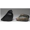 Image 1 : Bird Sculpture by Johnassie Emikotailuk - Sanikiluaq 7" H. 7 1/2" W. and a Goose Sculpture by Kooyou