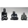 Image 1 : Three Toona Iquliq Carvings of Inuk Figures - Baker Lake, 7" H. 4" W., 4 1/4" H. 4" W. and 5 1/2" H.