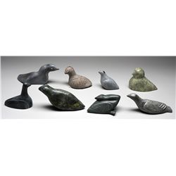 Eight Bird and Seal Carvings From Various Artists and Communities Including Adamie 4  L. - 9  L.  Al
