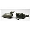 Image 1 : Carving of a Duck by Shoapik - Sanikiluaq 6 1/4" L. 3 1/2" H. and a Seal Carving by Maki Sala - Sani