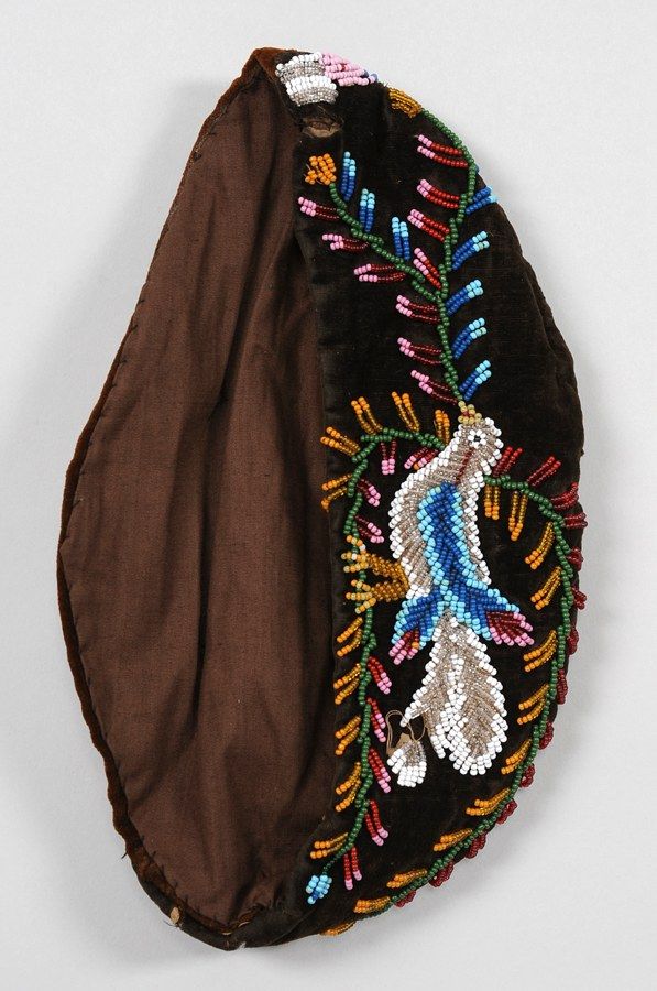 Iroquois Glengarry Hat Beaded with Bird Design on Velvet ca. 1910 Good