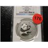 Image 1 : 2010 $10Y 1 OZ PURE SILVER CHINESE PANDA FROSTED RINGNGC MS-68