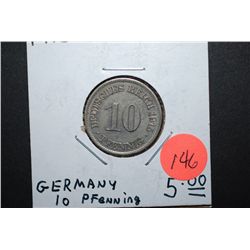 1915-A German 10 Pfennig Foreign Coin; AU; EST. $10-15