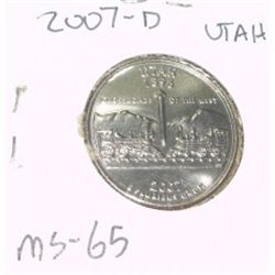 2007-D UTAH QUARTER DOLLAR *RARE MS-65 HIGH GRADE*!!