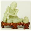 Image 1 : CHINESE GREENISH-WHITE JADE FIGURE OF AN ASCETIC