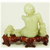 Image 5 : CHINESE GREENISH-WHITE JADE FIGURE OF AN ASCETIC