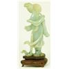Image 5 : CHINESE PALE GREEN JADEITE FIGURE OF MAIDEN