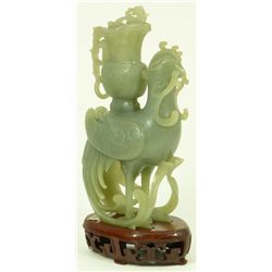 CHINESE GREENISH GREY JADE ZUN-FORM VESSEL