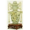 Image 1 : CHINESE GREENISH WHITE JADE REVOLCING VASE & COVER