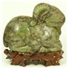 Image 1 : CHINESE MOTTLED JADE CARVING OF RECUMBENT RAM