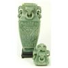 Image 5 : CHINESE JADEITE SQUARE BALUSTER VASE w FINIAL