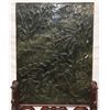 Image 2 : CHINESE HIGH RELIEF SPINACH JADE TABLE SCREEN