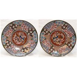 PAIR OF JAPANESE OF CLOISONNE ENAMELED CHARGERS