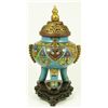 Image 1 : CHINEST CLOISONNE TRIPOD CENSOR WITH FINIAL COVER