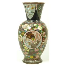 ANTIQUE CHINESE CLOISONNE DRAGON & PHOENIX VASE