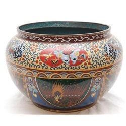 CHINESE CLOISONNE ENAMELED BIRDS PLANTER