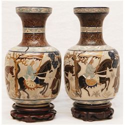 PAIR OF MONGOLIAN PORCELAIN VASES OF CARAVAN
