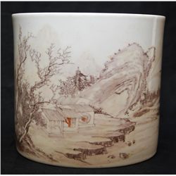 18th CENTURY CHINESE FAMILLE ROSE BRUSH POT