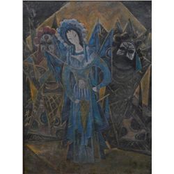 OIL ON CANVAS OF MAIDEN ATTRIBUTED TO LIN FENMIAN