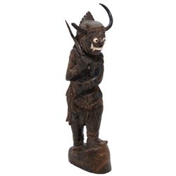 BALINESE CARVED RHINO HORN FIGURE OF WARRIOR GOD
