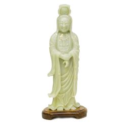 CHINESE LARGE WHITE JADEITE GUANYIN QUAN YIN
