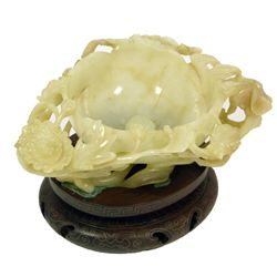 FINE CHINESE WHITE JADEITE WATER COUPE