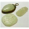 Image 1 : 3 CHINESE WHITE JADE RETICULATED PLAQUE PENDANTS