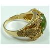 Image 3 : A 14K YELLOW GOLD CABOCHON JADE RING