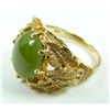 Image 4 : A 14K YELLOW GOLD CABOCHON JADE RING