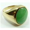 Image 2 : 14K YELLOW GOLD GENTS JADEITE CABOCHON RING