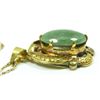 Image 3 : A 10K YG JADE CABOCHON PENDANT w 14K CHAIN
