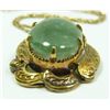 Image 4 : A 10K YG JADE CABOCHON PENDANT w 14K CHAIN