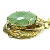 Image 5 : A 10K YG JADE CABOCHON PENDANT w 14K CHAIN