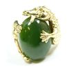 Image 1 : A CHINESE 14K YG CARVED JADE CABOCHON RING