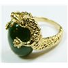Image 3 : A CHINESE 14K YG CARVED JADE CABOCHON RING